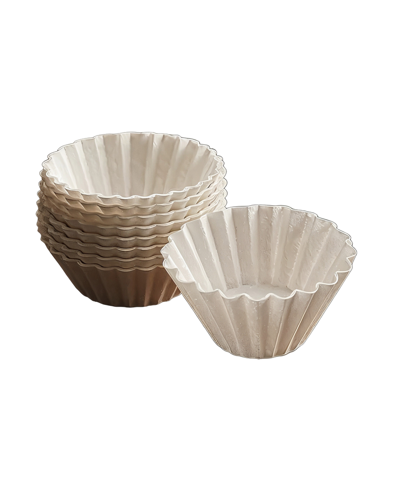 xBloom fluted paper filters, cut out.