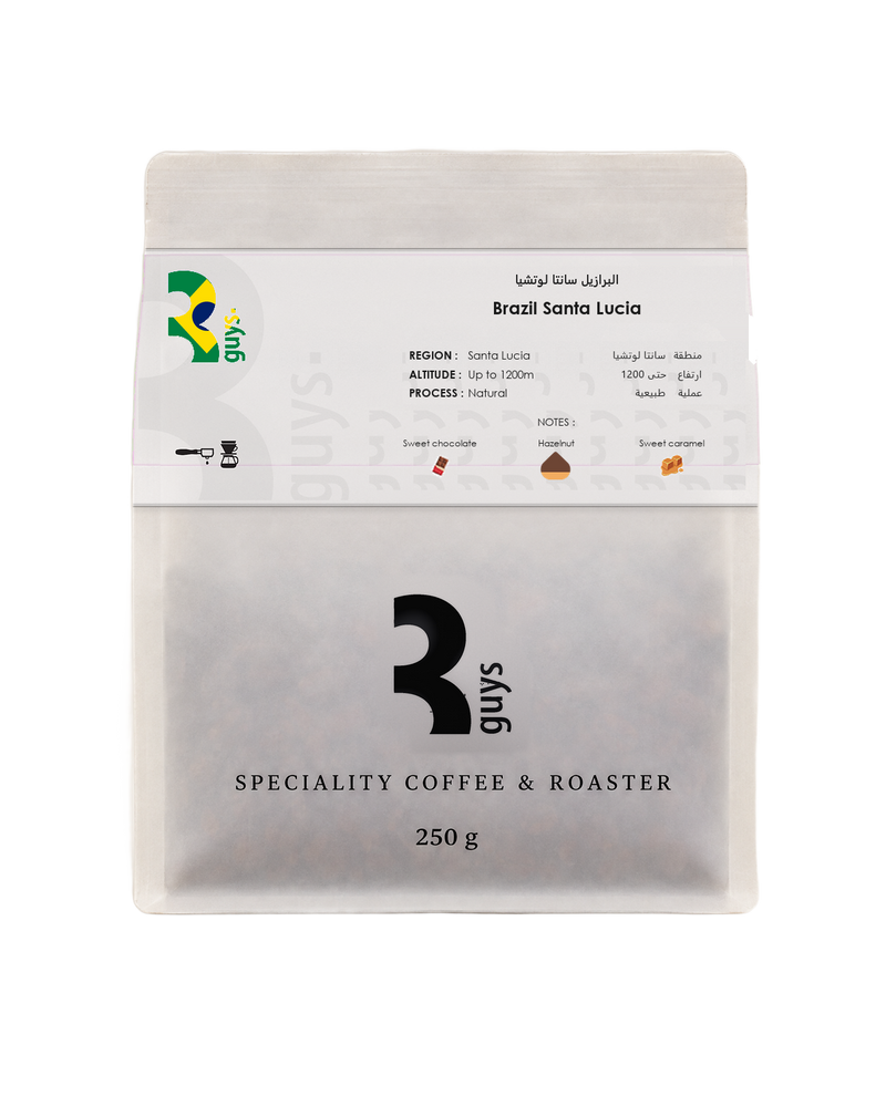 Brazil Santa Lucia, a 250 g bag.
